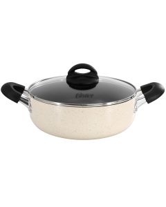 Oster Clairborne 3.6 Quart Nonstick Aluminum Caldero with Lid in Linen