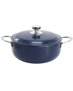 Oster Cartagena 3.8 Quart Nonstick Aluminum Caldero with Lid in Dark Blue