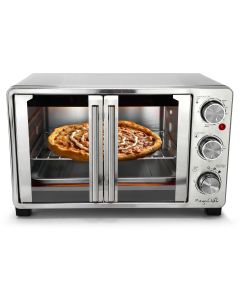 MegaChef 26.4 Quart French Door Multi-Function Stainless Steel Electric Toaster Oven with Temperature Control and Timer