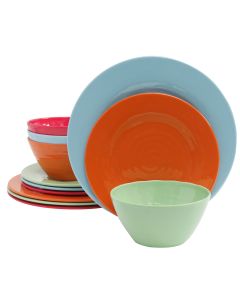 Gibson Brist 12 Piece Melamine Dinnerware Set in Assorted Colors