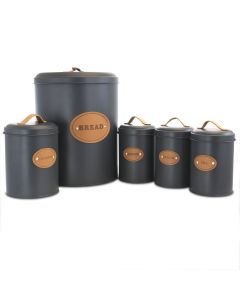 MegaChef Kitchen Food Storage and Organization 5 Piece Canister Set in Grey